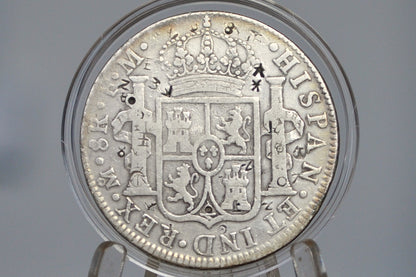 1790 Spanish 8 Reales, Mexico Mo FM - Tons of Chopmarks, VF++ Details  - Wicked Cool Chop Marked 8 Reale - Spanish Silver Colonial Era Coin 1790 Eight Reales Mexico