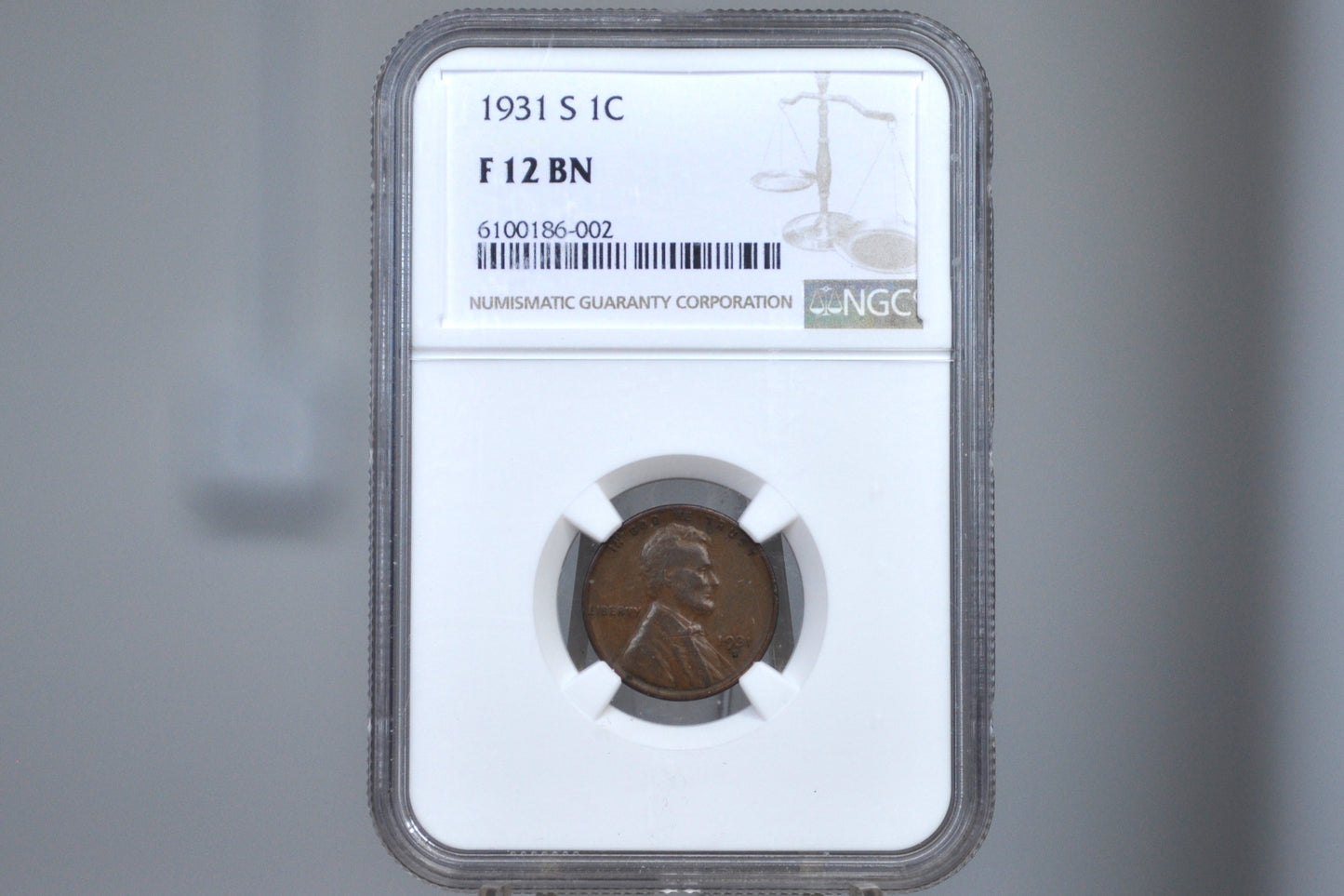 1931-S Wheat Penny - F12 (Fine) Grade / Condition, NGC Certified - San Francisco Mint - Key Date Wheat - 1931S Wheat Back Cent Wheat Ear 1931 S