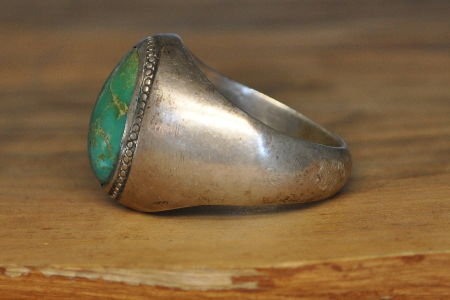 Large Green Turquoise Ring - Size 11 - Tested Sterling Silver - Native American Jewelry