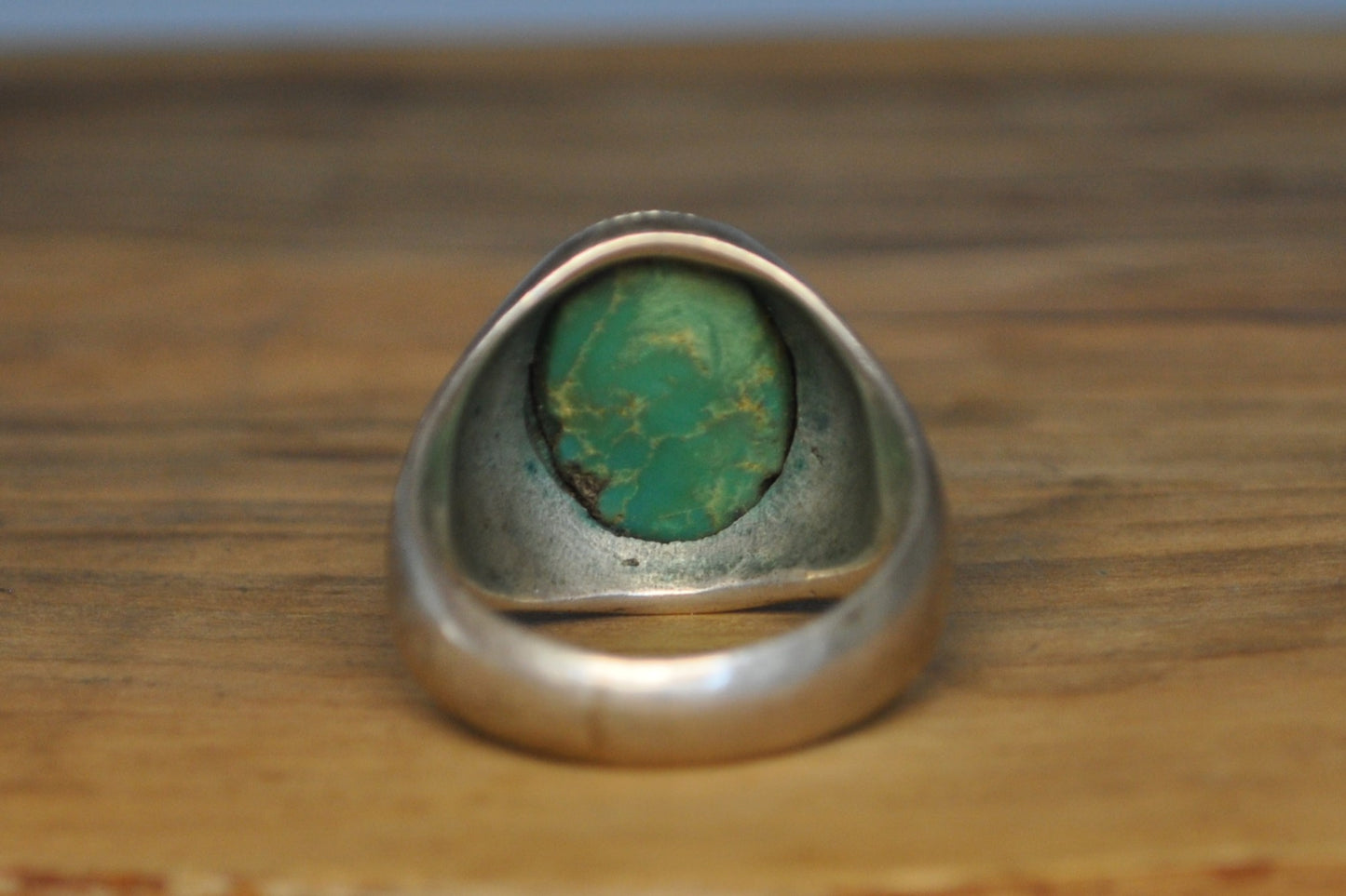 Large Green Turquoise Ring - Size 11 - Tested Sterling Silver - Native American Jewelry