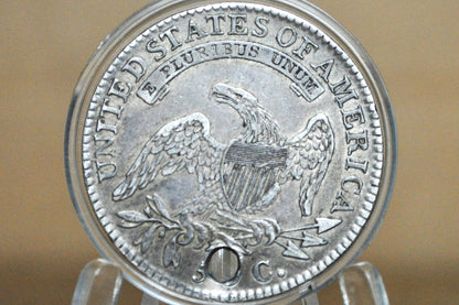 1818 Capped Bust Half Dollar - Choice AU Detail, Holed - 1818 Half Dollar US Half Dollar 1818 Early American Coin, Better Date! Low Mintage Coin