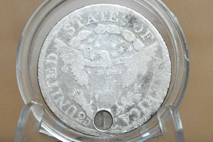 1807 Quarter - Good Details, Holed, Rare Coin - 1807 US Quarter 1807 Draped Bust Quarter, Early American Coin; Rare Coin Type, Few ever Made