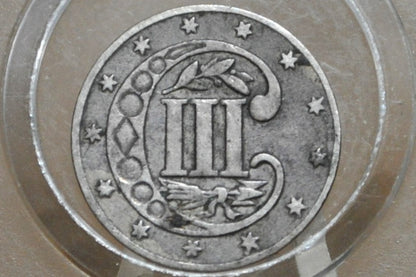 1861 Three Cent Silver US Coin - VF (Very Fine) Grade / Condition - 1861 3 Cent Trimes Silver 3 Cent Piece - Great Collection Piece