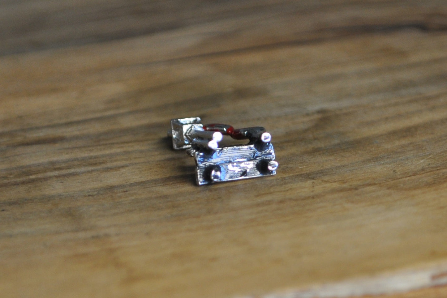 Silver Lovers Park Bench Charm - Tested Sterling Silver - Double Hearts - Valentines Charm