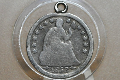 Genuine Antique Love Token, Papa - Made From an 1880's Silver Half Dime - Beautiful Scroll Work, 1800s Silver Love Token, Papa Love Token