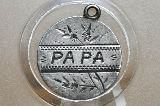 Genuine Antique Love Token, Papa - Made From an 1880's Silver Half Dime - Beautiful Scroll Work, 1800s Silver Love Token, Papa Love Token