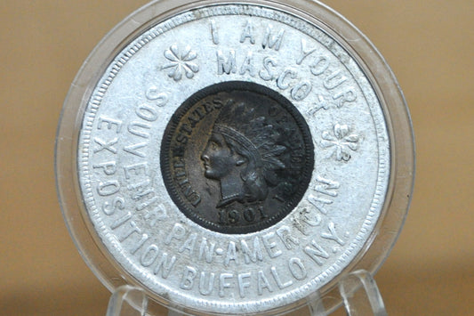 1901 Lucky Penny Indian Head Pocket Piece - Antique Lucky Penny Pocket Piece Good Luck Token