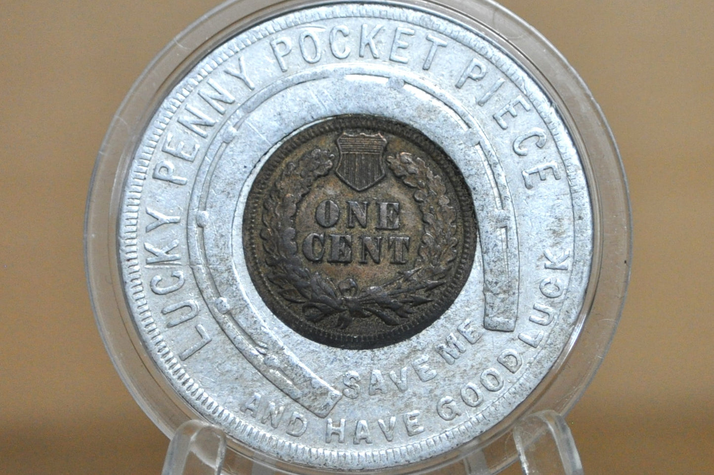 1901 Lucky Penny Indian Head Pocket Piece - Antique Lucky Penny Pocket Piece Good Luck Token