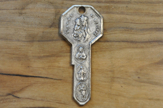 Saint Anne Religious Key Pendant - Catholic Miraculous Pendant - Religious Medal