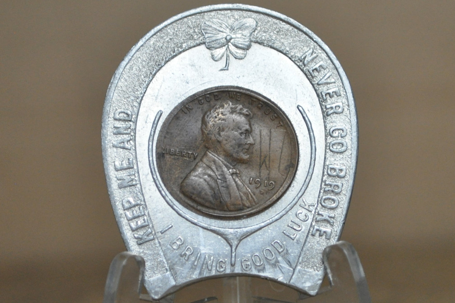 1919 Lucky Penny Good Luck Pocket Piece - Antique Lucky Penny Pocket Piece Good Luck Token 1919