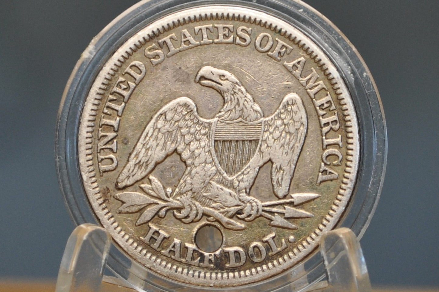 1855 Seated Liberty Half Dollar - XF Detail, Holed - Cool Jewelry Piece - 1855 Half Dollar