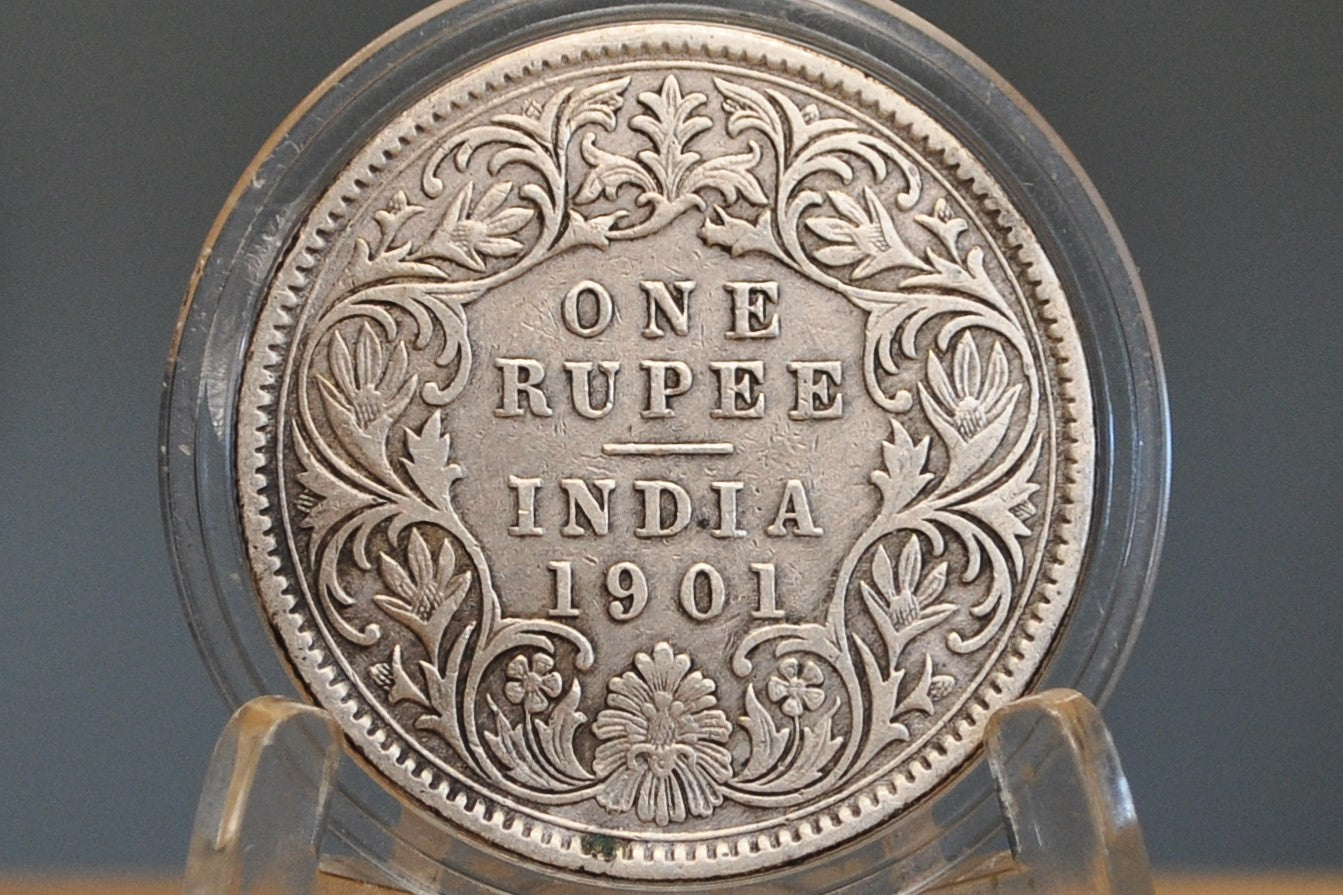 1901 East India Company 1 Rupee - XF Detail - 1901 India Rupee Silver Coin - East India Company Silver One Rupee 1901