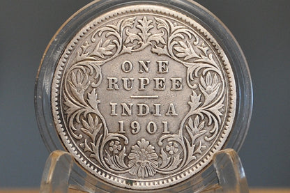 1901 East India Company 1 Rupee - XF Detail - 1901 India Rupee Silver Coin - East India Company Silver One Rupee 1901