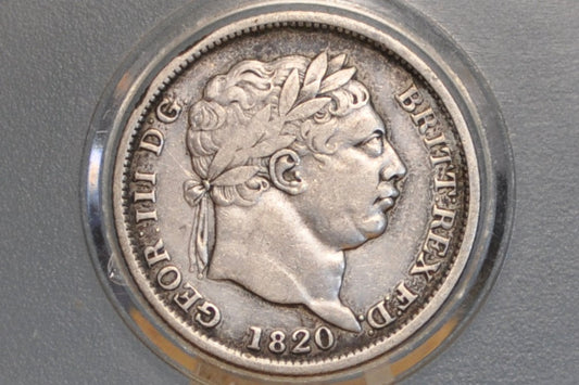 1820 Great Britain 1 Shilling UK One Shilling 1820 - XF - Laureate Head, Rare George III 1 Shilling 1820 Silver, Excellent Detail