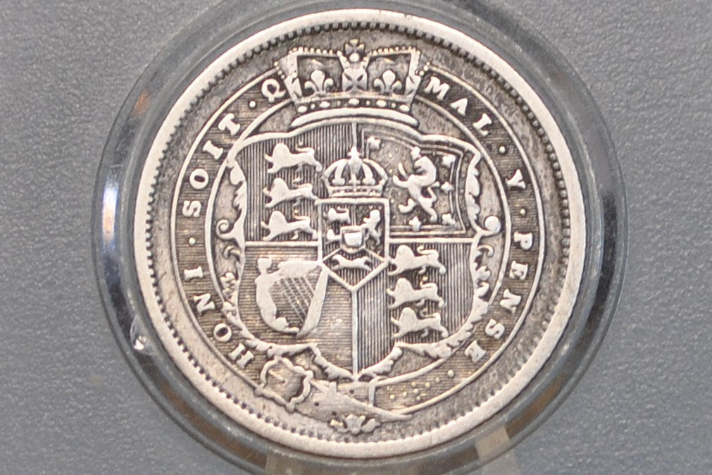 1820 Great Britain 1 Shilling UK One Shilling 1820 - XF - Laureate Head, Rare George III 1 Shilling 1820 Silver, Excellent Detail