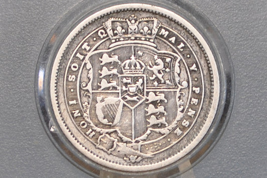 1820 Great Britain 1 Shilling UK One Shilling 1820 - XF - Laureate Head, Rare George III 1 Shilling 1820 Silver, Excellent Detail