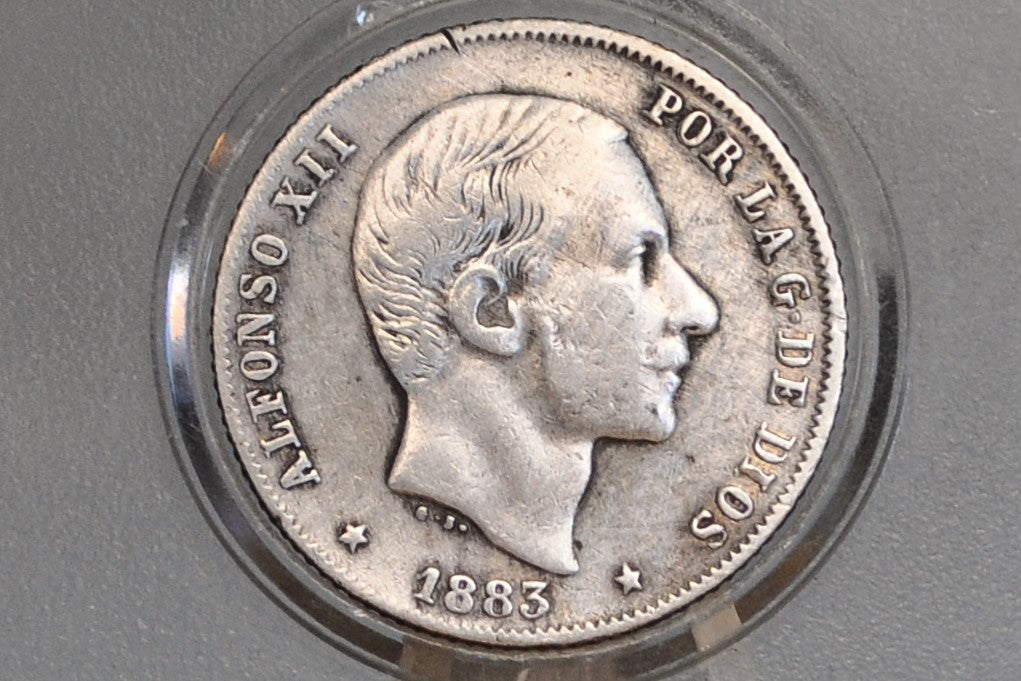 1883 Philippines Silver 20 Centavos - XF Detail - 1883 Silver Twenty Centavos Spanish Philippines - Alfonso XII