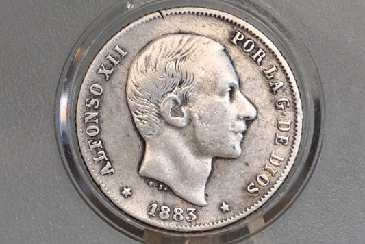 1883 Philippines Silver 20 Centavos - XF Detail - 1883 Silver Twenty Centavos Spanish Philippines - Alfonso XII
