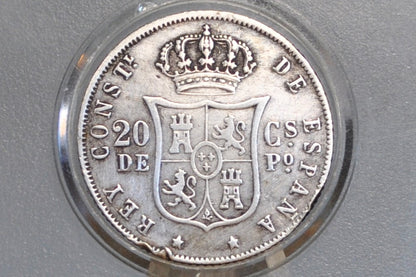 1883 Philippines Silver 20 Centavos - XF Detail - 1883 Silver Twenty Centavos Spanish Philippines - Alfonso XII