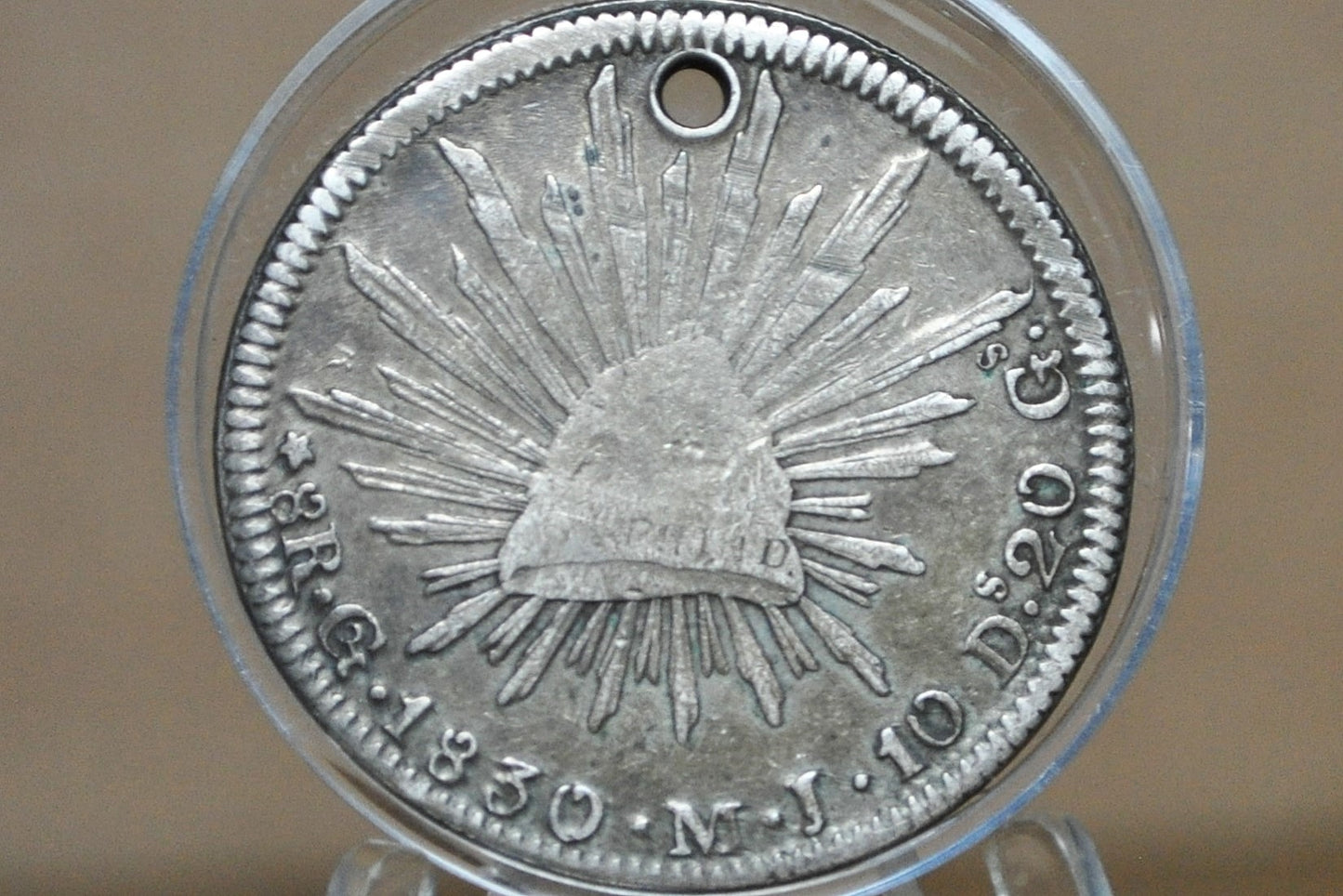 1830 Spanish 8 Reales - VF/XF, Holed - Spanish Silver Colonial Era Coin - 1830 Eight Reales Mexico Silver