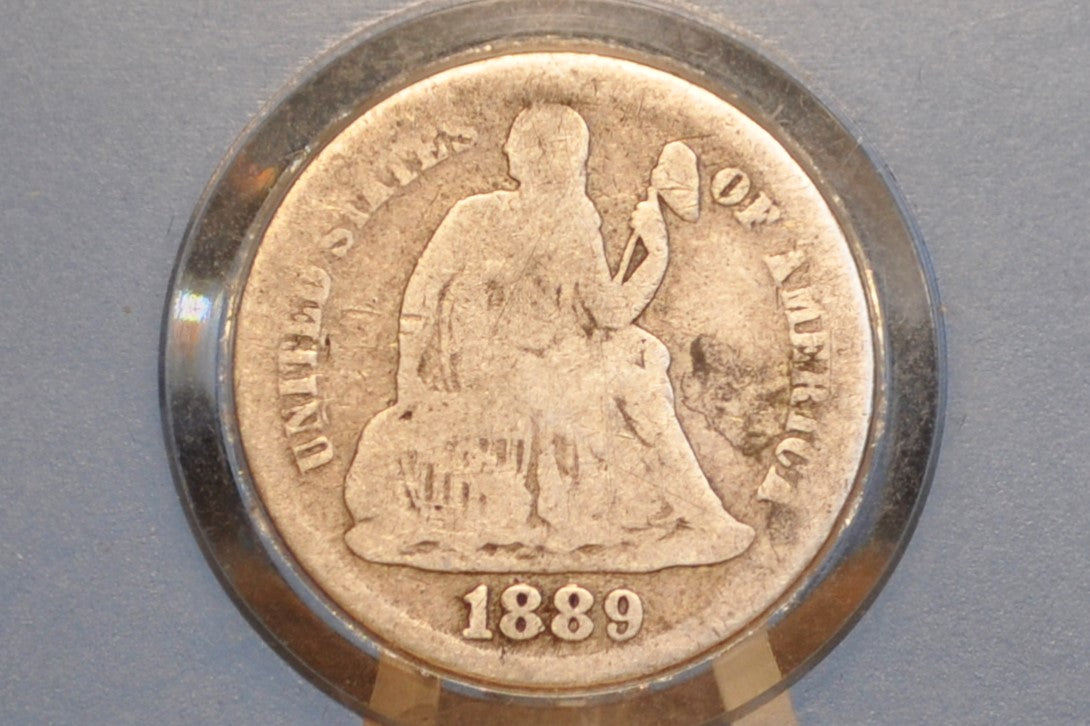 1889-S Seated Liberty Dime - Rare Date & Mint - Good Grade/Condition - 1889S Silver Dime / 1889 S Liberty Seated Dime US Dime 1889