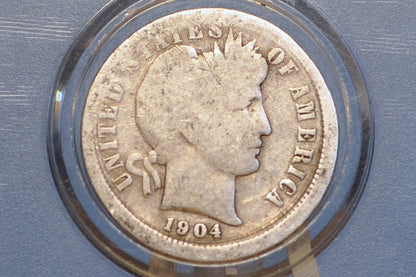 1904 Barber Silver Dime - Off-Center Planchet Error - Philadelphia Mint - 1904 Barber Dime - Silver Dimes