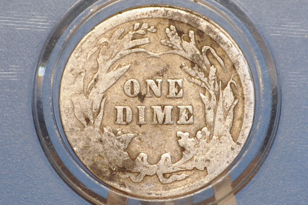 1904 Barber Silver Dime - Off-Center Planchet Error - Philadelphia Mint - 1904 Barber Dime - Silver Dimes