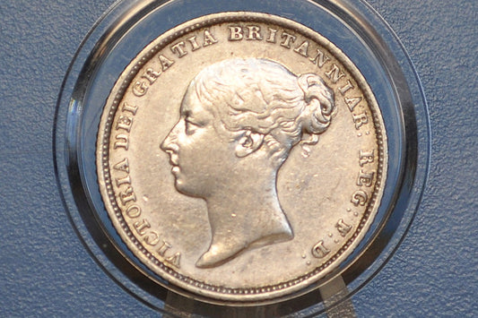 1839 Sixpence Great Britain - Great Condition, AU Detail - Queen Victoria Young Head - Sterling Silver 6 Pence 1839 Six pence 1839