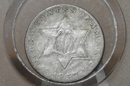 1857 Three Cent Silver US Coin - VF Detail - 1857 3 Cent Trimes Silver 3 Cent Piece - Great Collection Piece