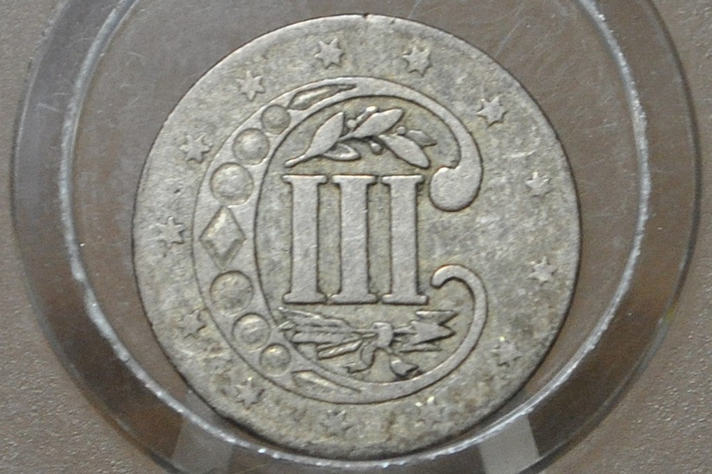1857 Three Cent Silver US Coin - VF Detail - 1857 3 Cent Trimes Silver 3 Cent Piece - Great Collection Piece