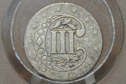 1857 Three Cent Silver US Coin - VF Detail - 1857 3 Cent Trimes Silver 3 Cent Piece - Great Collection Piece