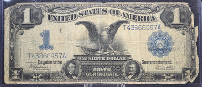 1899 1 Dollar Silver Cert. Black Eagle - Good (G) Grade / Condition - Rare Note Type / Horseblanket Note - 1899 Silver Certificate Eagle - Fr#236