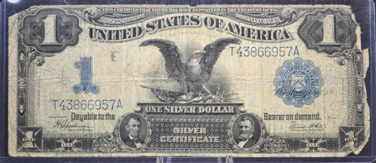 1899 1 Dollar Silver Cert. Black Eagle - Good (G) Grade / Condition - Rare Note Type / Horseblanket Note - 1899 Silver Certificate Eagle - Fr#236