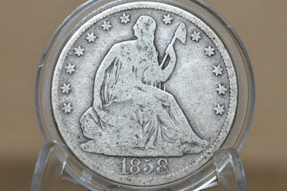 1858-O Seated Liberty Half Dollar - VG Grade / Condition - 1858O Liberty Seated Silver Half Dollar With Arrows