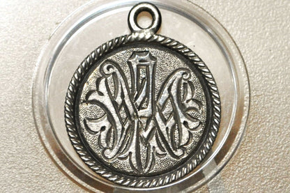 Genuine Antique Love Token, PMW - Made From an 1800's Silver Dime - Beautiful Scroll Work, 1800s Silver Love Token, "PWM" Love Token