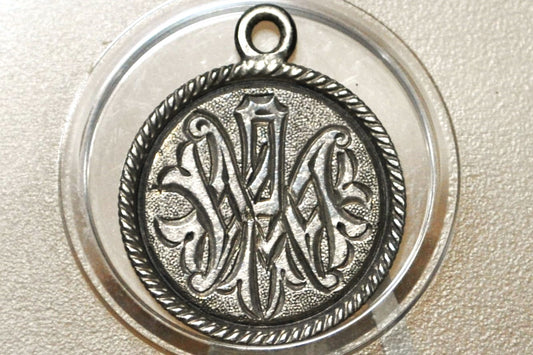 Genuine Antique Love Token, PMW - Made From an 1800's Silver Dime - Beautiful Scroll Work, 1800s Silver Love Token, "PWM" Love Token