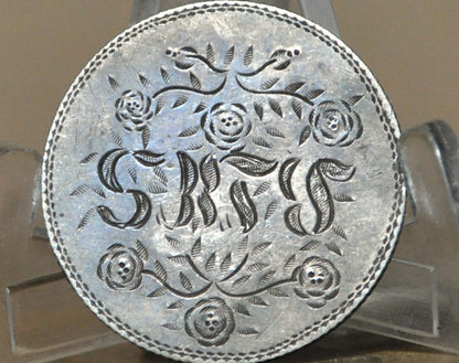 Canadian Quarter Antique Love Token Pin - Vintage Love Token Canadian Quarter