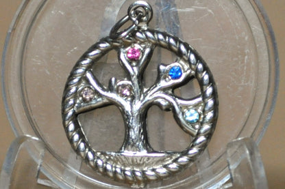 Sterling Silver Multistone Tree of Life Pendant - Stamped and Tested Sterling Silver - World Tree Pendant - Bedazzled Tree of Life