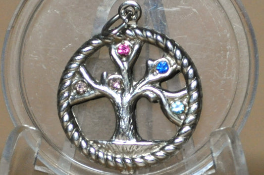 Sterling Silver Multistone Tree of Life Pendant - Stamped and Tested Sterling Silver - World Tree Pendant - Bedazzled Tree of Life