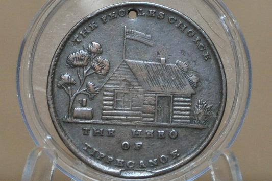 Historic 19th Century US Presidential Campaign Medal Harrison - 1840 William Henry Harrison Presidential Campaign Token Medal