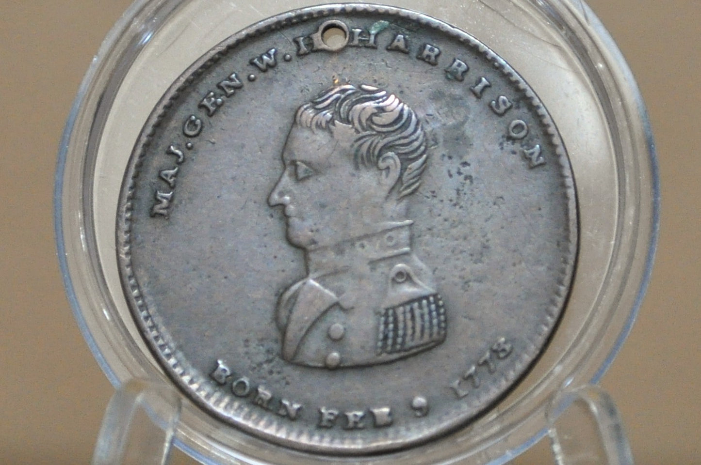 Historic 19th Century US Presidential Campaign Medal Harrison - 1840 William Henry Harrison Presidential Campaign Token Medal
