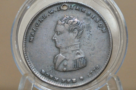 Historic 19th Century US Presidential Campaign Medal Harrison - 1840 William Henry Harrison Presidential Campaign Token Medal