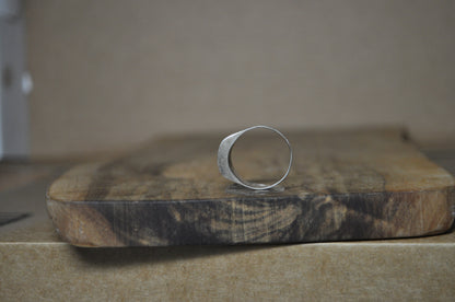 Southwest Native Striped Turquoise Inlay Ring - Size 10 - Stamped and Tested Sterling Silver - Zuni Turquoise Jewelry