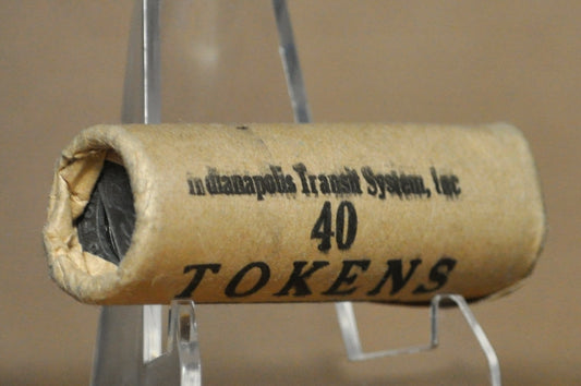 Vintage Unopened Roll of Indianapolis Transportation Tokens - Antique Transit Tokens Whole Unopened Roll Indianapolis