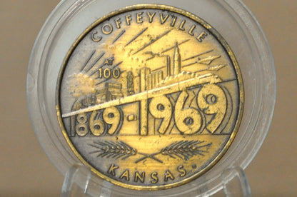 Coffeyville, Kansas Centennial Token 1869-1969 - 1969 Coffeyville, KS 100th Anniversary Commemorative Coin