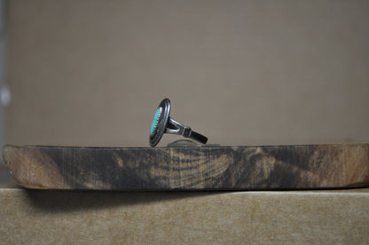 Bell Trading Post Sterling Silver Slender Oval Turquoise Stone Ring - Size 6 - Stamped and Tested Sterling Silver - Authentic Native American Jewelry