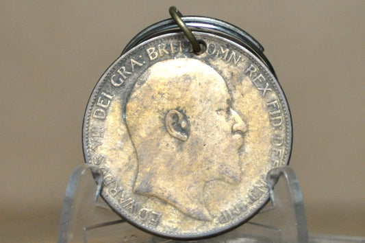 Antique Genuine 1903 British One Penny Coin Keychain - Authentic Britannia 1903 Coin History Gift