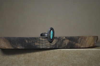 Bell Trading Post Sterling Silver Slender Oval Turquoise Stone Ring - Size 6 - Stamped and Tested Sterling Silver - Authentic Native American Jewelry