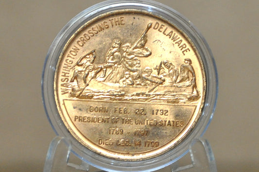 George Washington Bicentennial Crossing Delaware Commemorative Token - George Washington 200th Years Since Birth Celebratory Medallion