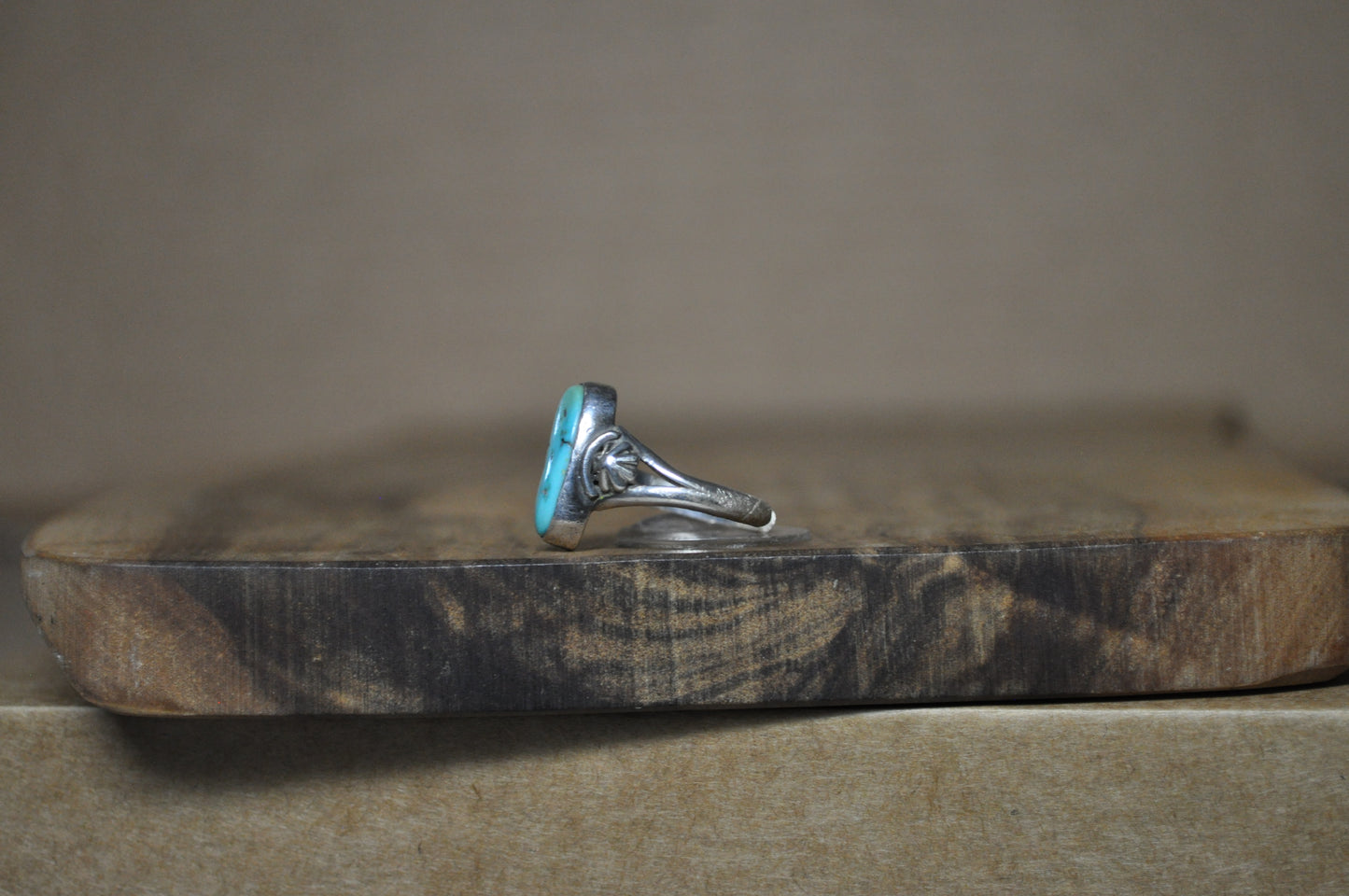 Running Bear Sterling Silver Turquoise Ring - Size 8 (Made Adjustable) - Stamped and Tested Sterling Silver - Authentic Native American Jewelry